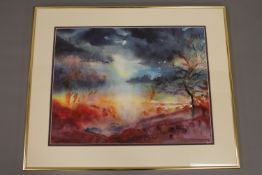 Elizabeth Delph (British Contemporary), Turbulent Evening Light, watercolour, signed, 49cm by 38cm.