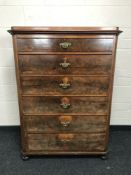 A continental mahogany six drawer chest, width 96cm.