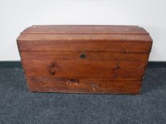 A 19th century stained pine blanket box, width 94cm.