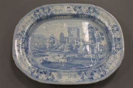 A 19th century Staffordshire blue and white meat plate, beauties of England and Wales,