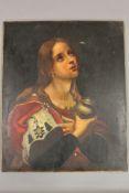 19th Century School, Joan of Arc, oil on canvas, 65 cm by 60 cm, on stretcher, unframed.