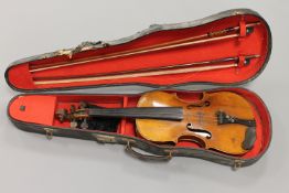 A late nineteenth / early twentieth century violin, back length 13.