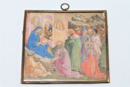 19th century Italian School, after Lorenzo Monaco, The Adoration of the Magi, gouache on ivory,