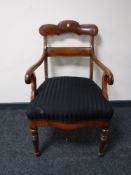 A 19th century mahogany armchair, width 54cm.