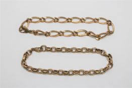 Two 9ct gold bracelets, 20g.