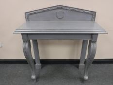 A Victorian grey-painted console table, on cabriole legs, width 112cm.