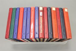 Fifteen albums of Royal Mail Stamp Card Series postcards.