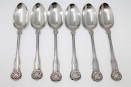 A set of six George III silver table spoons, William Cattell, London 1786 and 1787,