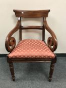 A Regency mahogany armchair, width 55 cm.