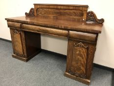 A Victorian mahogany twin pedestal sideboard, width 183 cm.