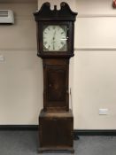 A George III oak 30 hour longcase clock, with painted dial signed R. Morland, height 210cm.