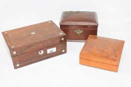A Victorian rosewood and mother of pearl inlaid jewellery box,