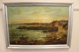 Bernard Benedict Hemy (1845-1913), the fishing fleet in harbour at sunset, oil on canvas,