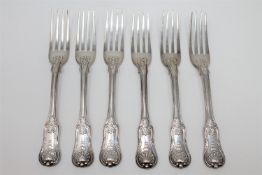 A set of six George IV dessert forks, Richard Pearce or possibly Richard Pouldon, London 1822,