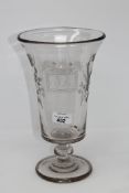 A 19th century etched glass celery vase, height 27 cm.