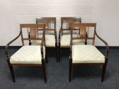 A set of four 19th century inlaid mahogany armchairs, width 54cm.
