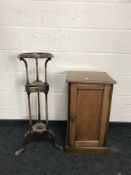 An Edwardian mahogany pot cupboard, together with a 19th century mahogany gentleman's shaving stand.