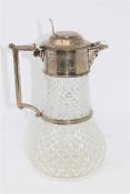 A Victorian cut glass and silver mounted claret jug, William Hutton & Sons Ltd, London 1895,