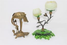 A Japanese bronze figure of a crane perched on the back of a tortoise, Meiji period,