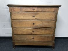 A 19th century oak five drawer chest,