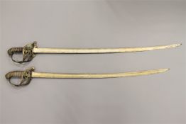 A copy of a British Infantry officer's sword with brass Gothic hilt,