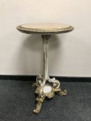 A 19th century parcel gilt occasional table with glass top, diameter 46 cm.