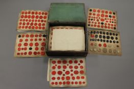 An extensive collection of 19th century wax seals, mounted to card and inscribed in ink,