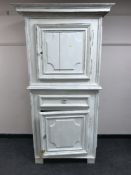 A French painted double door cupboard, width 102 cm.