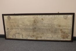 An early eighteenth century map of London by George Vertue after Ralph Agas, 690 x 190 cm,