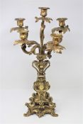 An ornate gilt-bronze Rococo style five-branch candelabrum, height 52cm.