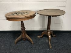 A 19th century mahogany pedestal table, together with a late 19th century circular games top table.