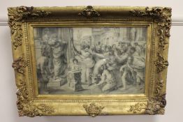 Early 19th century school, after Raphael, Sacrifice at Lystra, pencil, 51cm by 31cm.