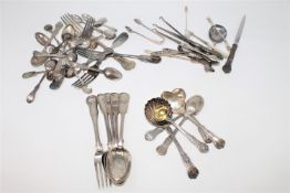 Four Victorian silver dessert spoons, Georgian silver fork,