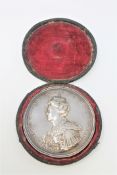 An early 18th century silver commemorative medal - Anne, The Union with Scotland, 70mm diameter,