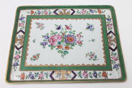 A Samson of Paris, porcelain famille rose rectangular plate, width 25cm.