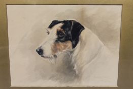 Rueben Ward Binks (1880-1950), Portrait study of a terrier, watercolour, signed and dated 1914,