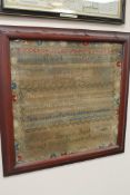 A Victorian alphabet sampler, by Margaret Thompson Aged 12 years, Borough School Morpeth,