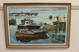 Tom Dack (b.1933), Blyth Harbour, oil on board, signed, 45cm by 29cm.