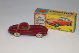 A Corgi Toys die cast vehicle - 'E' Type Jaguar with detachable hard top, 307, boxed.