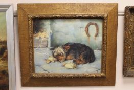 Agnes McIntyre Croxford (Ex. 1897-1910), Terrier and Ducklings, oil, signed, 49cm by 39cm.