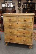 A Victorian pine chest of five drawers, width 94cm.