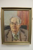 Margaret Peach (20th century), a portrait of an elderly gentleman, oil on canvas, signed,