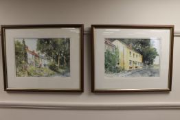 Eric Thompson (contemporary), a pair of watercolours depicting Shincliffe, County Durham, signed,