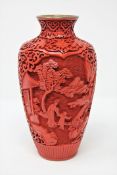 A Chinese cinnabar lacquer vase, height 20cm. CONDITION REPORT: In good condition.
