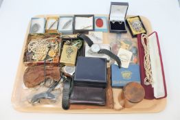 A gentleman's Tisso wristwatch, together with a collection of costume jewellery, Celtic brooches,