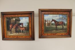 A. Melive (?) (20th century), a pair of equestrian studies, oil on board, 24cm by 19cm.