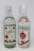 Havana Club - Silver Dry Rum, 1l, together with Bacardi Superior light dry, 1l.