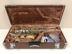 A cased Yamaha saxophone stamped YAS-25 046939.