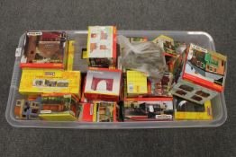 A large quantity of Hornby and other railway model houses and buildings etc., part boxed.