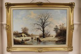 J. Karoly Reinprecht, still life of fruit and porcelain vases, oil on board, signed, 38cm by 28cm.